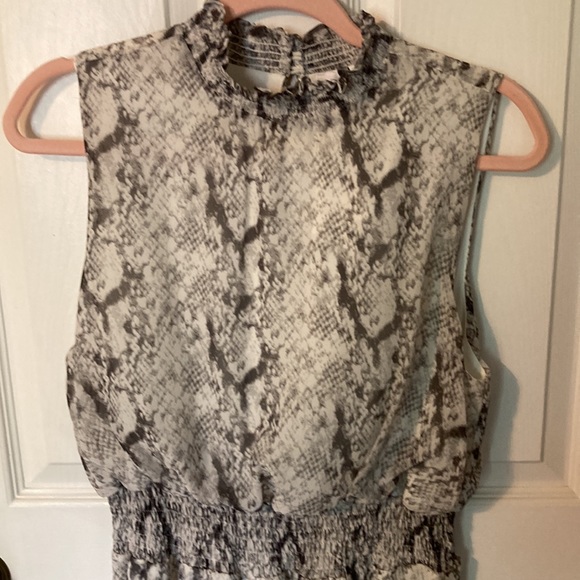 Plush Boutique Grey and White Snake Print Halter Neck Dress - Picture 2 of 5